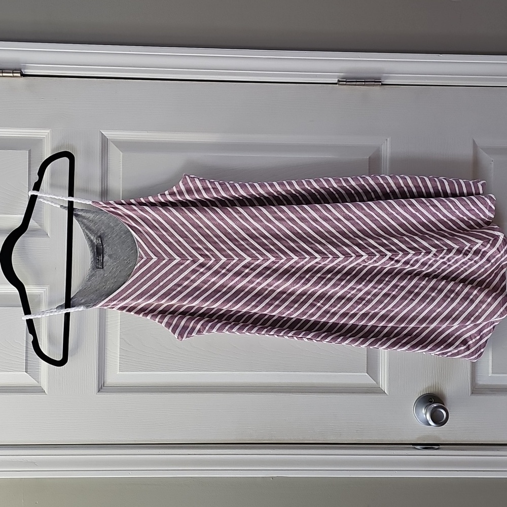 Prana Pink And White Striped Sleeveless Dress Size Large